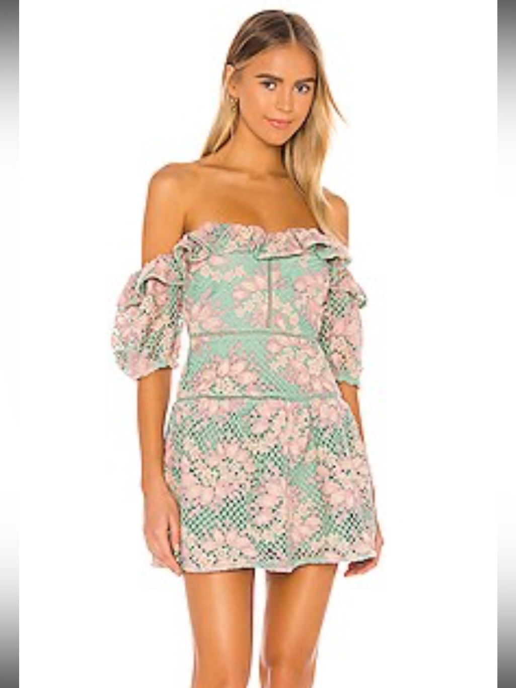 Lovers + Friends Off The Shoulder Crochet Dress